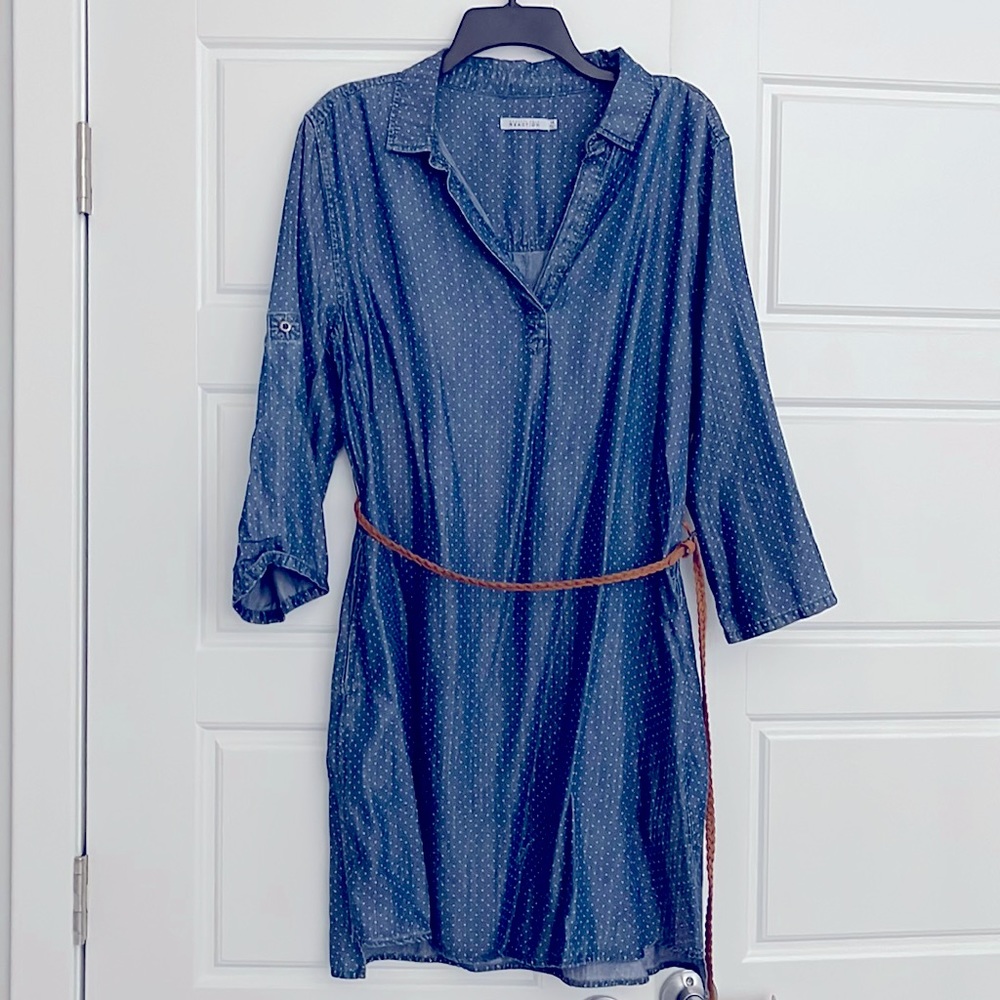 Kenneth Cole Reaction Printed Chambray Dress